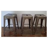 Three Metal Bar Stools, 24in Height