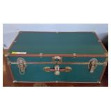 Green Metal and Plywood Trunk With Latches