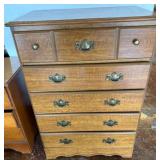 Wooden Chest of Drawers with Brass Handles