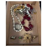 Costume Jewelry Lot with Necklaces & Pins