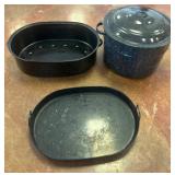 Enamel Cookware: Oval and Round Pieces