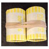 Two Rolls of U.S. Coins in Paper Wrappers