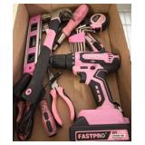 FASTPRO Pink Tool Set with Cordless Drill