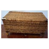 Woven Wicker Chest with Wooden Interior