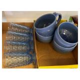 Blue Glass fostoria style ï¿½Goblets and Ceramic Bow