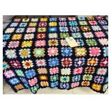 Hand-Crocheted Multicolor Throw Blanket