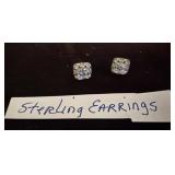 Sterling Silver Earrings with Clear Stones