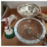 Glass and Silver-Colored Bowls With Figurine