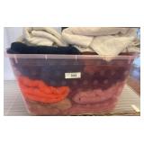 Plastic Bin of Assorted Towels