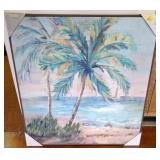 Canvas Artwork Featuring Tropical Beach Scene