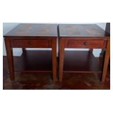 Wood End Tables with Tile Inlays