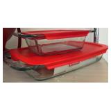 Pyrex Glass Bakeware With Red Lids
