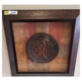 Framed Wall Art With Metal Medallion Design