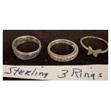 Three Sterling Silver Rings