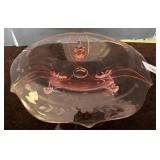 Pink Depression Glass Serving Bowl on Feet