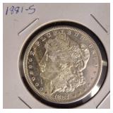 1891-S Morgan Silver Dollar in Holder