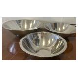 Three Stainless Steel Mixing Bowls