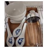 Glass Cocktail Shaker and Porcelain Dishware