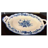 Blue and White Floral Porcelain Serving Dish