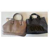 Two Designer Tote Bags, DKNY and Quilted Design