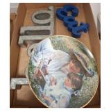 Two Decorative Plates and Metal Signs