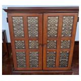 Wood Cabinet With Embossed Metal Panels