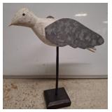 Wooden Bird Sculpture With Metal Wings