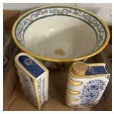 Decorative Ceramic Bowl and Two Book-Shaped Bottle