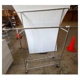Chrome-Finish Rolling Garment Rack