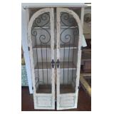 Wooden Cabinet With Arched Scrollwork Doors