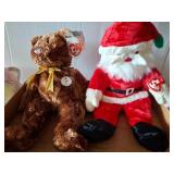Ty Santa Bear and Santa Claus Plush Toys