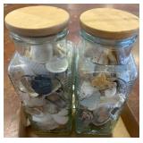Glass Jars With Seashell Accents and Wood Lids