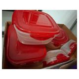 Plastic Food Storage Containers with Red Lids