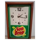 Sun Drop Advertising Wall Clock in Wood Frame
