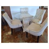 Glass-Top Dining Table with Four Upholstered Chair