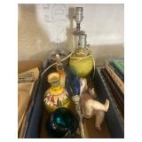 Box Lot of Decorative Items and Table Lamps