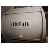 White Metal Bread Box with Roll-Top Lid