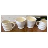 White Ceramic Mugs and Ribbed Bowls Set