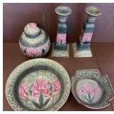 Floral Motif Dishware and Candleholders