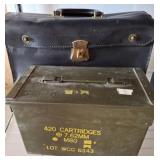 Metal Ammunition Box and Leather Briefcase