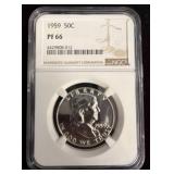 1959 Franklin Half Dollar PF 66 by NGC