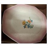 Octagonal Ceramic Platter with Floral Design