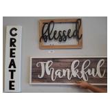 Decorative Wall Signs: Create, Blessed, Thankful