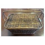 Rectangular Woven Basket With Hinged Lid