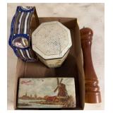 Tin Containers and Wooden Pepper Mill