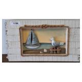 Seaside-Themed Wall Art With 3D Boat and Seagull