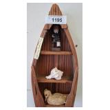 Wooden Boat Shelf With Nautical Decor Items
