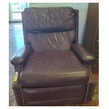 Brown Leather Recliner With Nailhead Trim