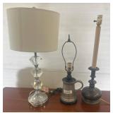 Three Table Lamps with Mixed Materials