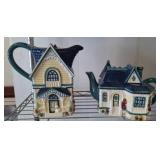 Cracker Barrel Ceramic House Teapot and Pitcher